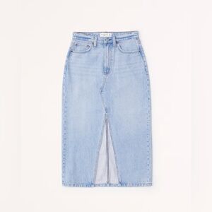 Abercrombie & Fitch Light Blue Denim Midi Skirt